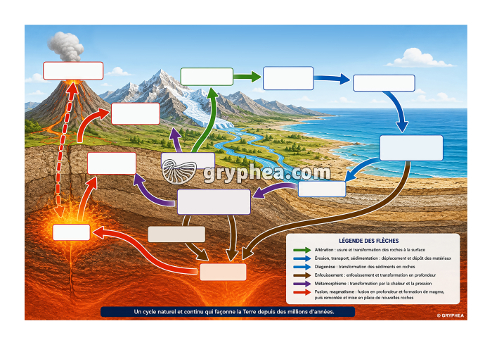 Le cycle des roches - schéma muet - gryphea.org